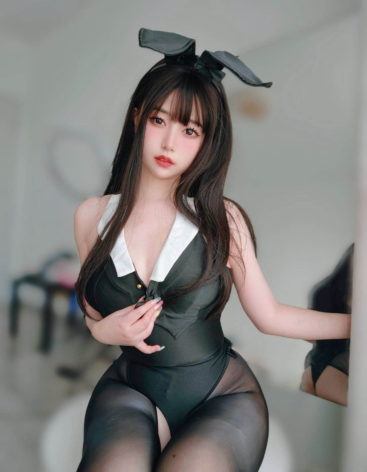 极品黑丝无内COSPLAY美女丰满高翘臀丁字裤情趣写真